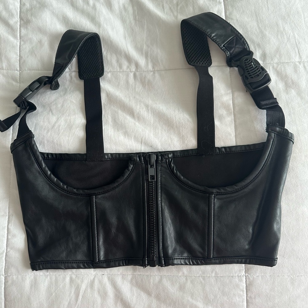 POSTER GIRL Black Faux Leather Corset